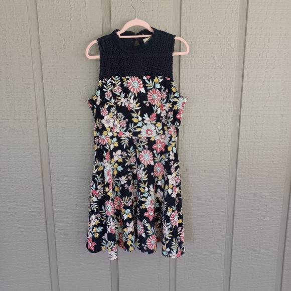 Anthropologie Moulinette Soeurs Ash Bury Blue Floral Dress Plus Size 16 Pockets - Picture 1 of 16